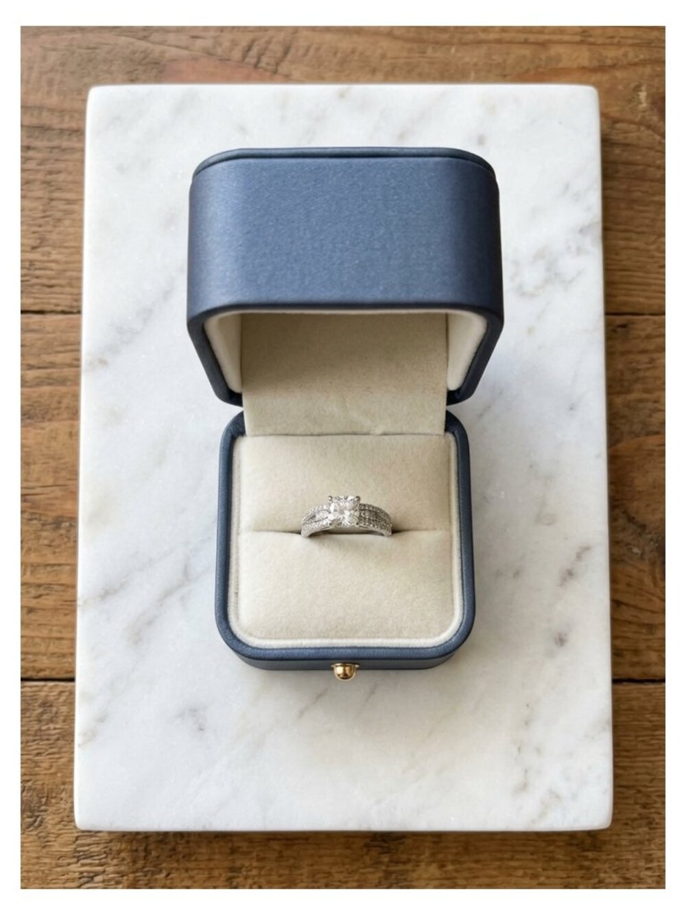 Leather Ring Gift Box Velvet Lined Jewelry Storage Case Wedding Proposal